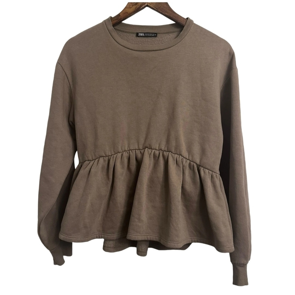 Zara Brown Peplum Sweater